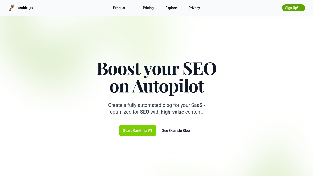 Automated SEO Blog Platform Screenshot